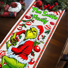 Load image into Gallery viewer, Personalized Grinchmas Family Table Runner Christmas Decor
