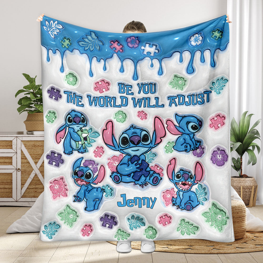 Personalized Autism Awareness Plush Blanket Custom Name Gift