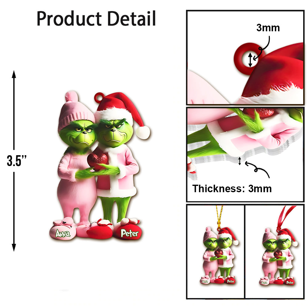 Personalized Grinchy Couple Christmas Ornament Gift