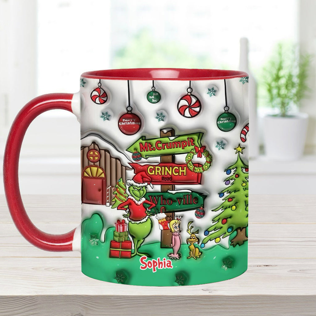Personalized Christmas Accent Mug Grinch Design Custom Name Gift