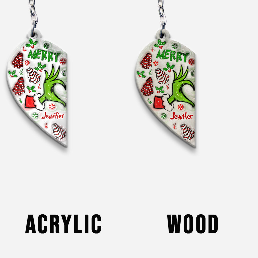 Personalized Christmas Couple Matching Keychain Custom Name Gift