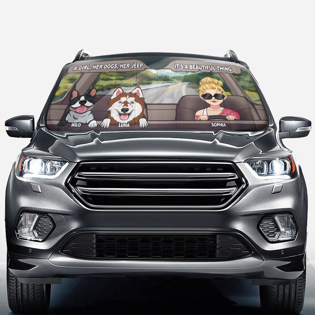 Personalized Dog Car Sunshade Custom Name Gift for Dog Lovers