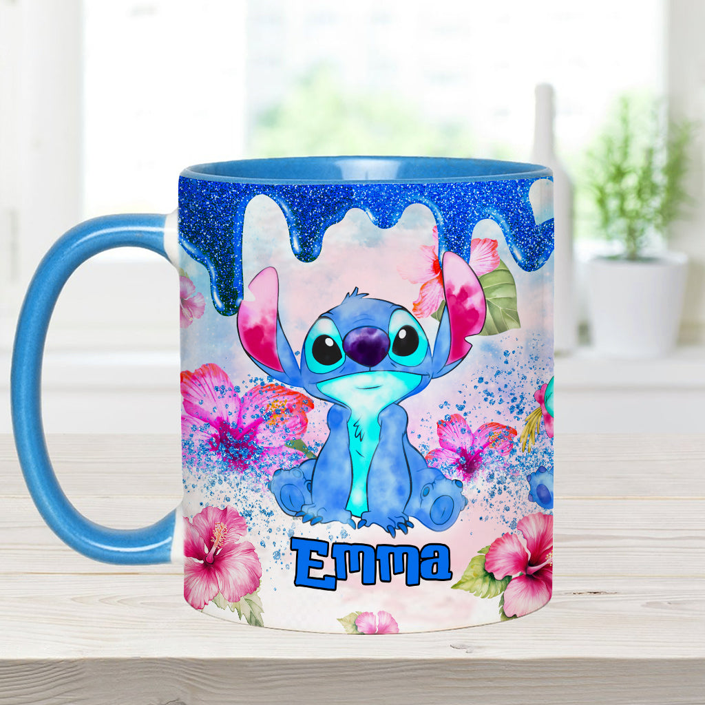 Personalized Ohana Accent Mug Colorful Floral Design Gift