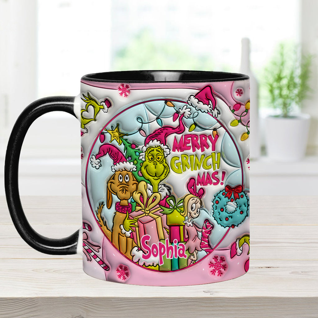 Personalized Merry Grinchmas Accent Mug Custom Name Holiday Gift