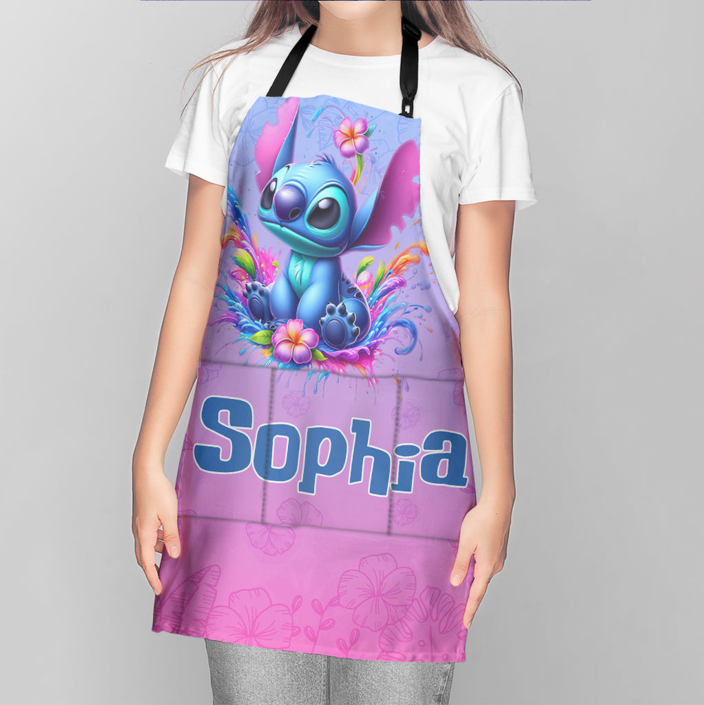 Personalized Colorful Ohana Apron with Custom Name Gift for Cooking Enthusiast