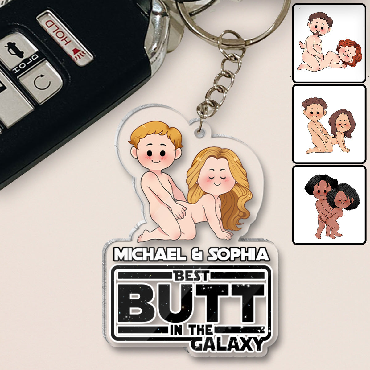 Personalized Transparent Acrylic Keychain Custom Name Gift for Couples