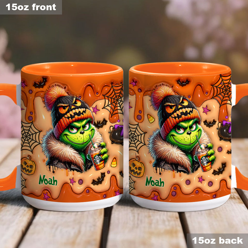 Personalized Halloween Grinch Accent Mug Custom Name Gift