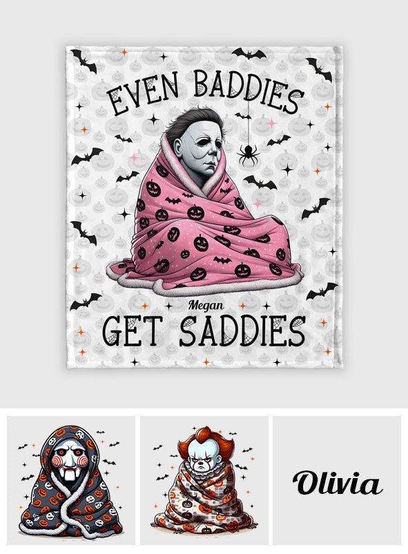 Personalized Halloween Blanket Even Baddies Get Saddies Gift