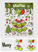 Load image into Gallery viewer, Personalized Christmas Blanket with Snowflakes &amp; Grinch Design for Grandma
