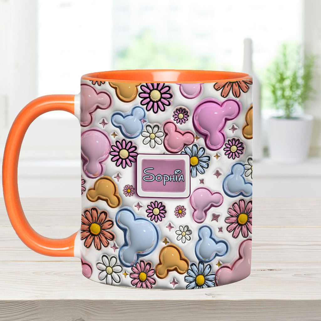 Personalized Disney Floral Accent Mug with Custom Name Gift for Mom
