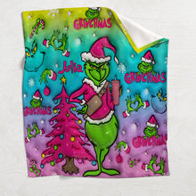 Load image into Gallery viewer, Personalized Grinch Christmas Blanket Custom Name Gift
