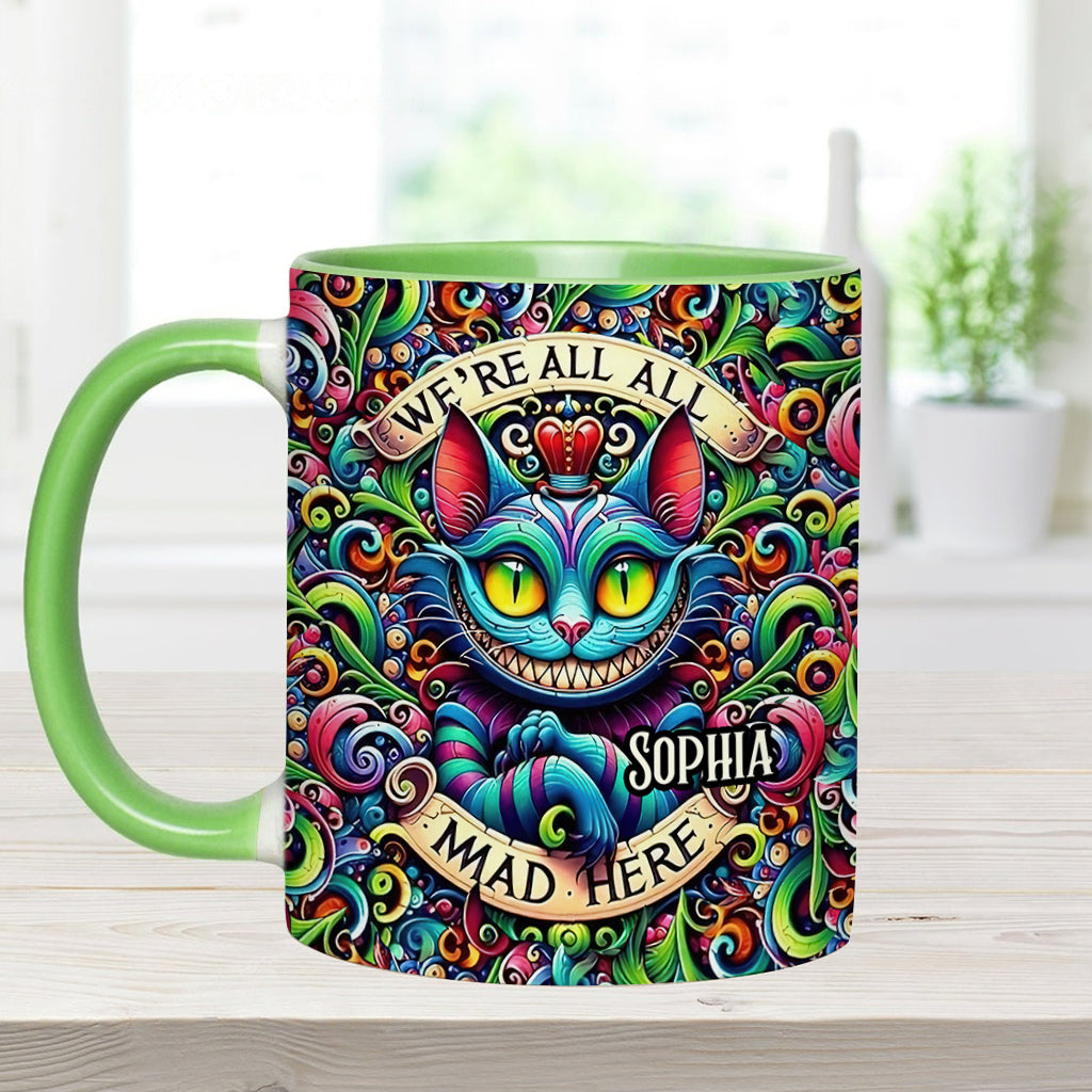 Personalized Ceramic Accent Mug with Colorful Cat Design for Birthdays or Christmas