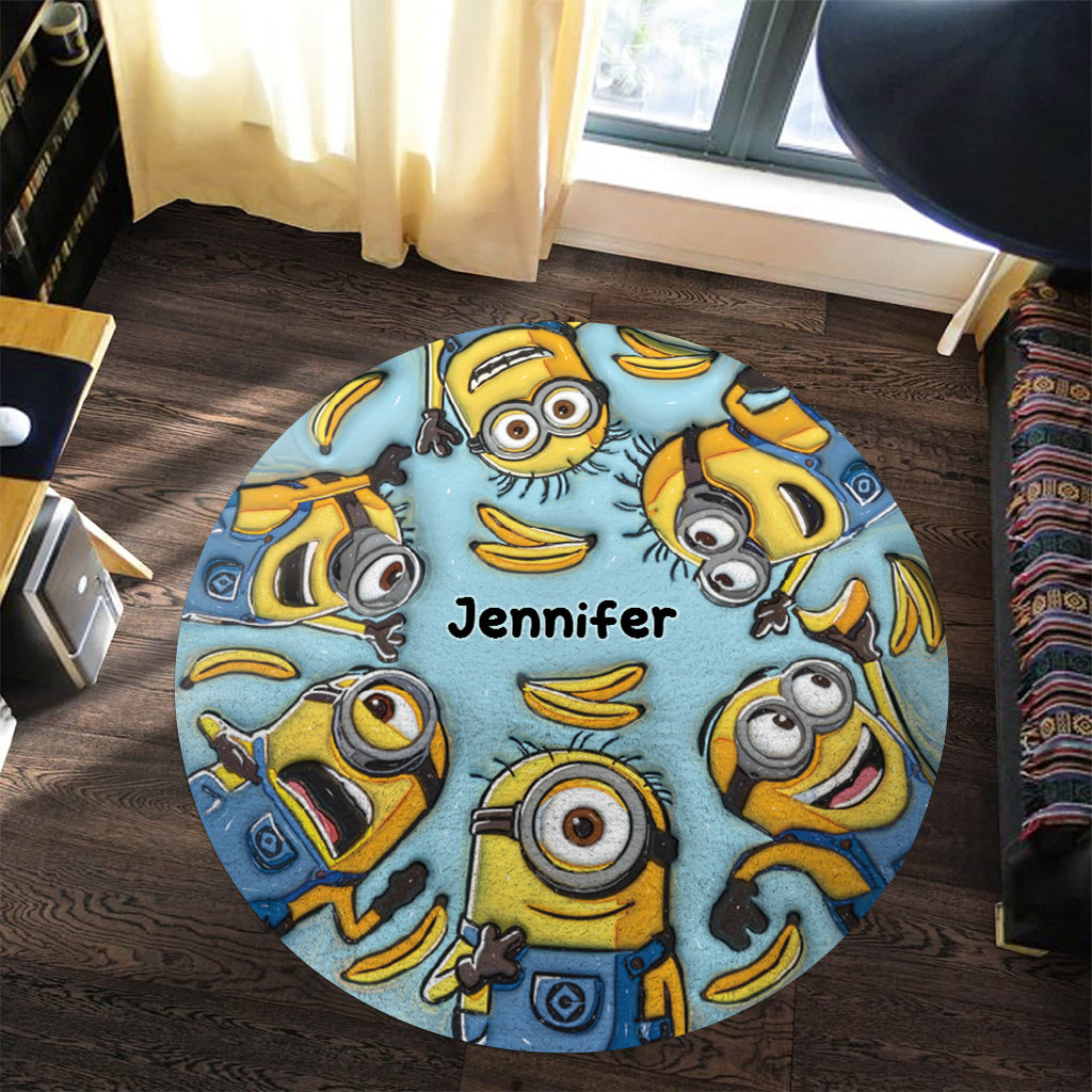 Personalized Minion Round Rug Custom Name Gift for Kids
