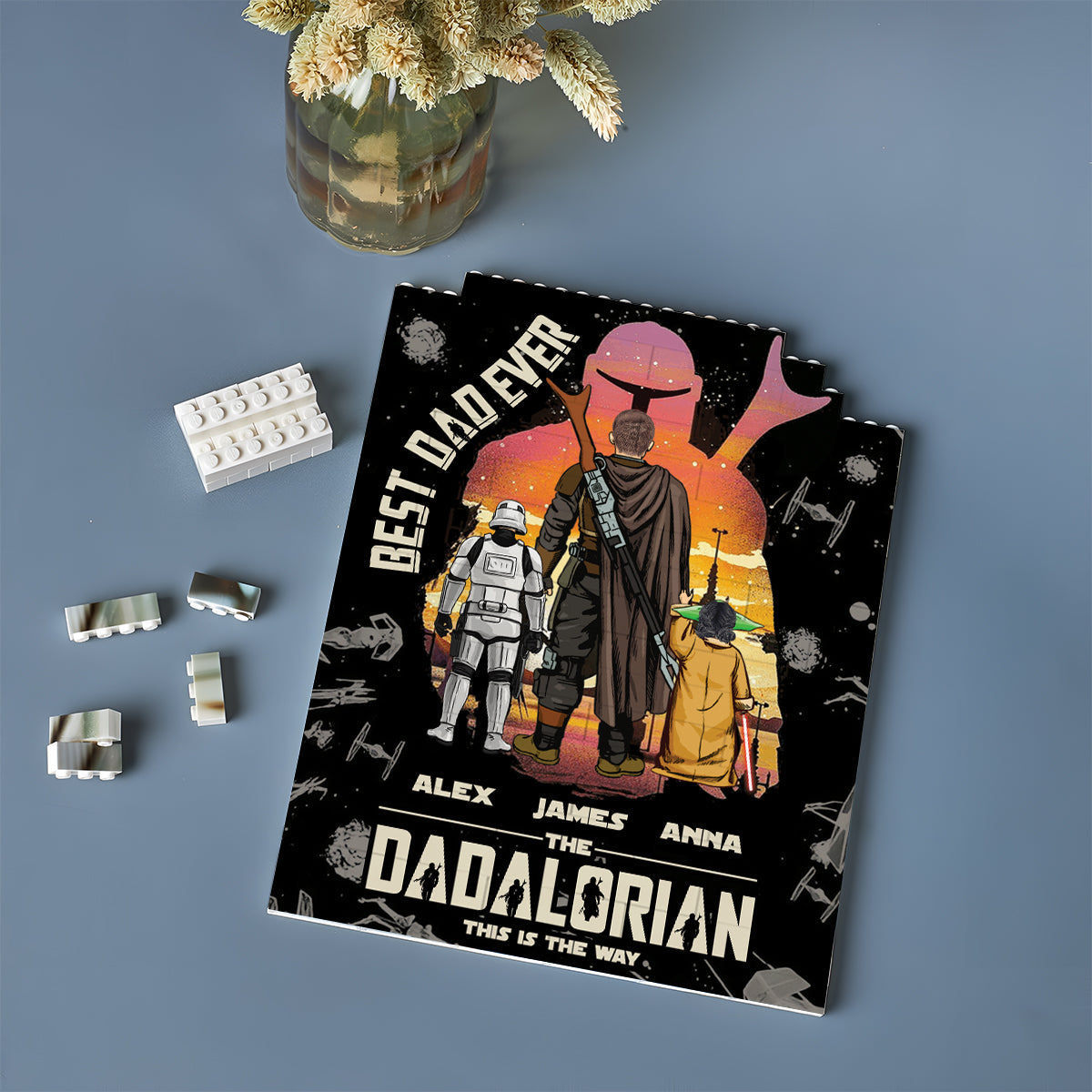Personalized Dadalorian Building Block Gift for Dad - Custom Name Decor