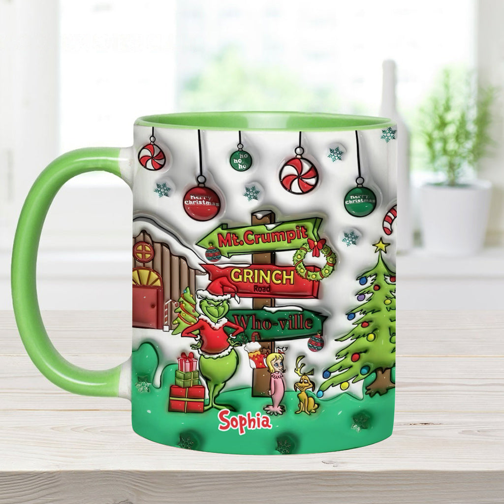 Personalized Christmas Accent Mug Grinch Design Custom Name Gift
