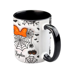 Load image into Gallery viewer, Personalized Halloween Accent Mug with Spider Webs &amp; Name
