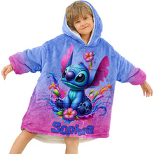 Load image into Gallery viewer, Personalized Stitch Blanket Hoodie Custom Name Gift for Kids

