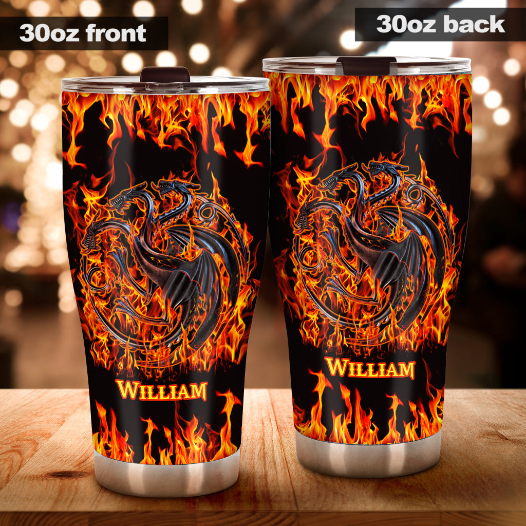 Personalized Game of Thrones Fire And Blood Tumbler Custom Name Drinkware Gift