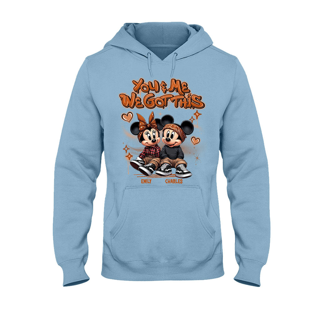 Personalized Couples Mouse T-shirt & Hoodie with Custom Names for Engagement or Anniversary