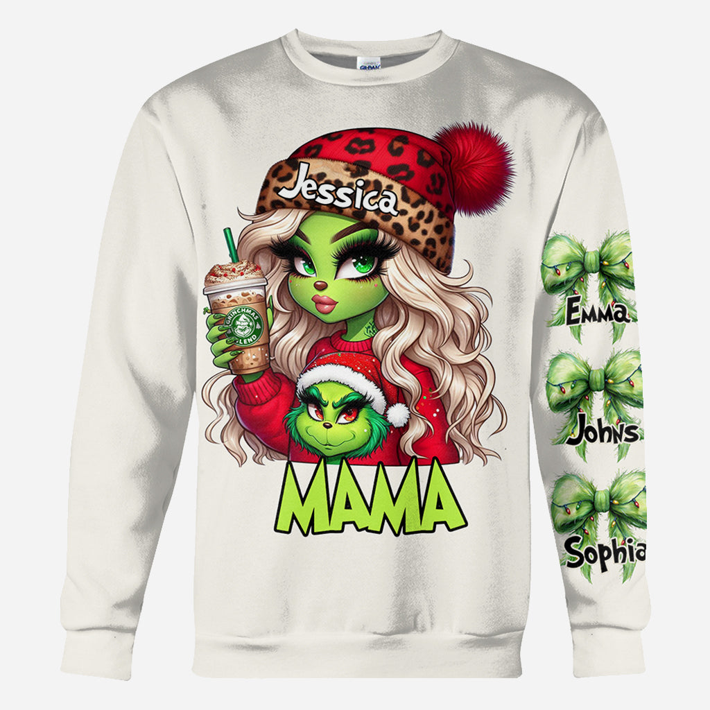 Personalized Grinchy Christmas All Over Shirt Gift for Mom
