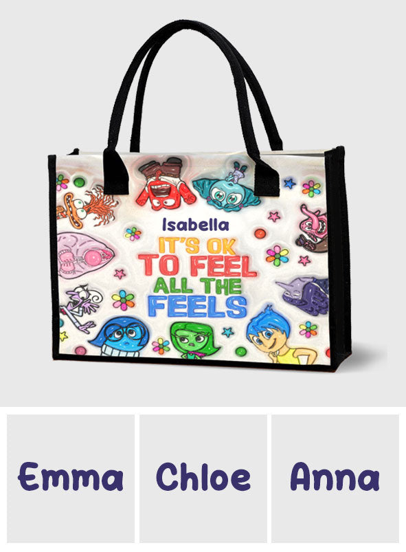 Personalized Canvas Tote Bag It's Okay To Feel All The Feels Gift for Mom/Teacher
