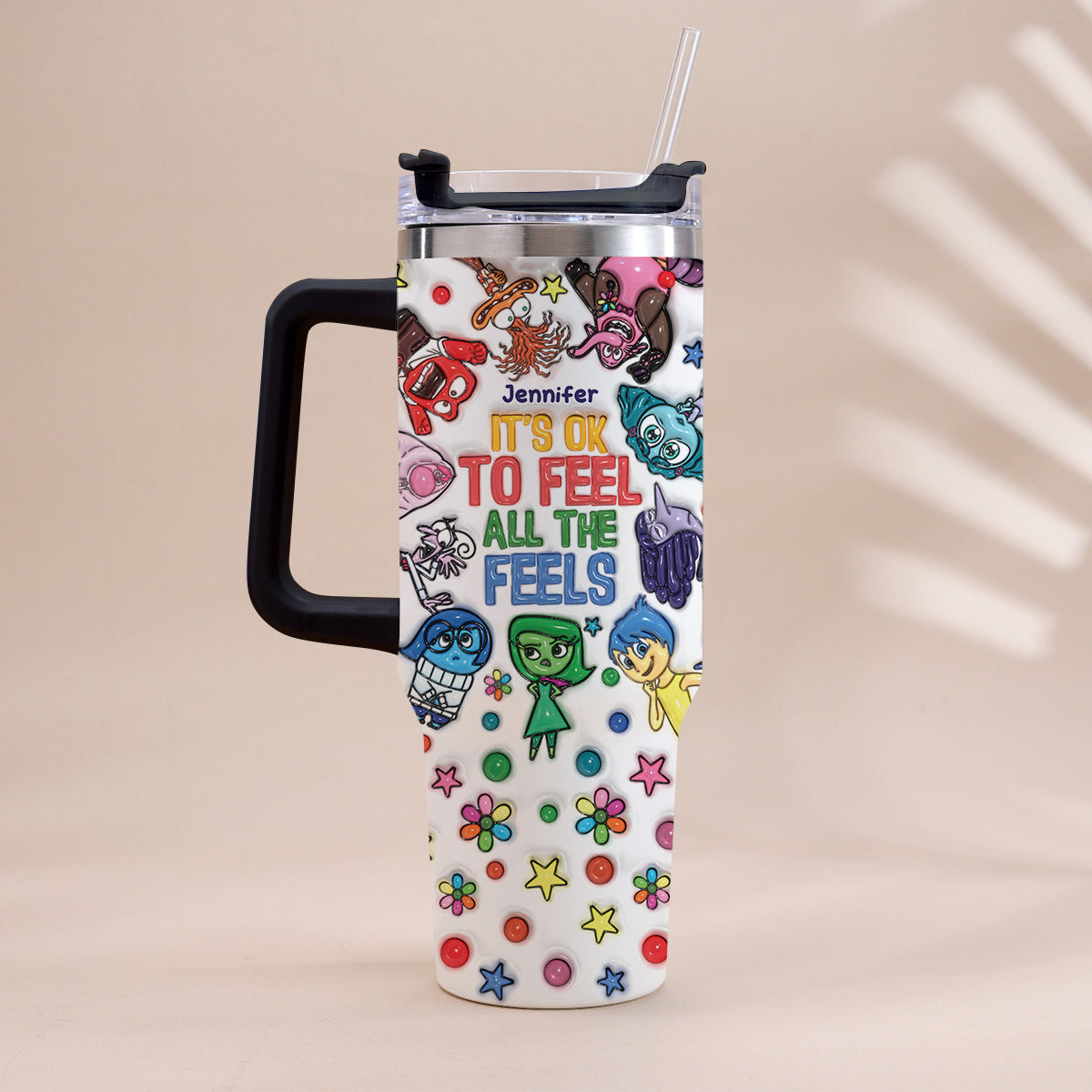 Personalized Insulated Tumbler with Handle - Custom Name Gift for Kids