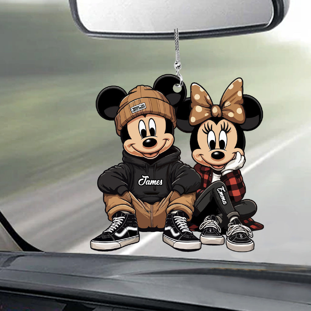 Personalized Chicano Mouse Couple Car Ornament Gift for Christmas