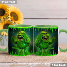 Load image into Gallery viewer, Personalized Green Ghost Accent Mug for Halloween &amp; Birthdays
