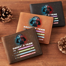 Load image into Gallery viewer, Personalized Leather Wallet Custom Name Star Wars Gift for Dad
