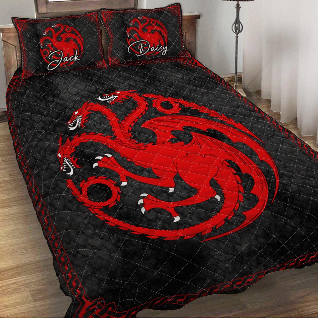 Personalized Dragons Game Quilt Set Custom Names Gift Idea