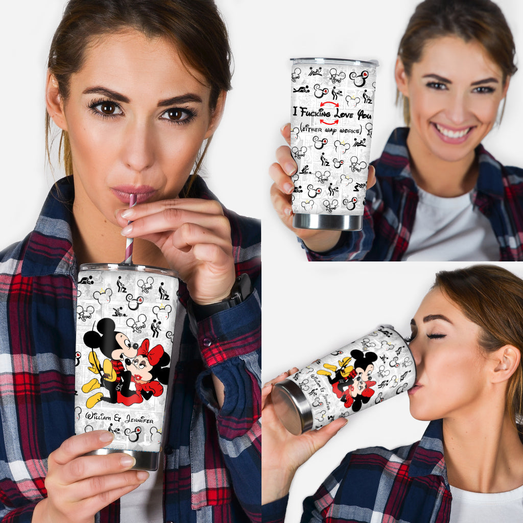 Personalized I Love You Mouse Couple Tumbler Custom Name Gift