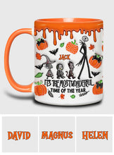 Load image into Gallery viewer, Personalized Autumn Skeleton Accent Mug Custom Name Gift

