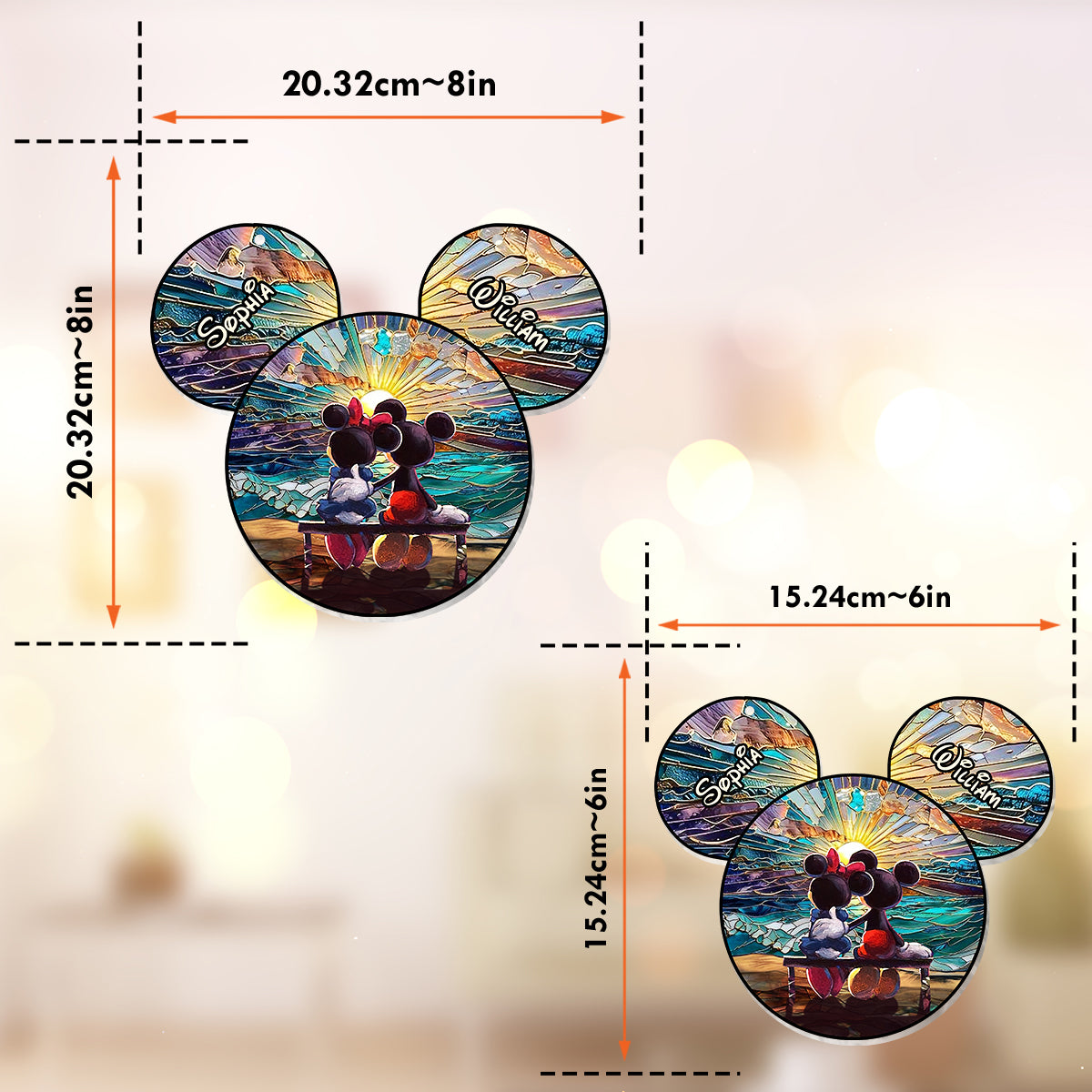Personalized Beach Couple Suncatcher Ornament Gift for Home