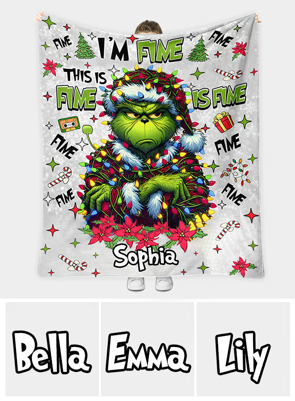 Personalized Grinch Christmas Blanket Custom Name Soft Gift