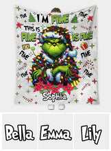 Load image into Gallery viewer, Personalized Grinch Christmas Blanket Custom Name Soft Gift
