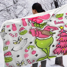 Load image into Gallery viewer, Personalized Grinch Christmas Hooded Blanket Gift for Kids
