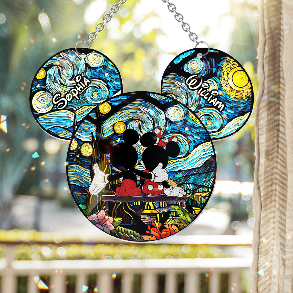 Personalized Mouse Couple Suncatcher Ornament for Animal Lovers