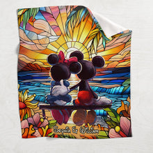 Load image into Gallery viewer, Personalized Romantic Sunset Mouse Blanket Custom Couple Gift
