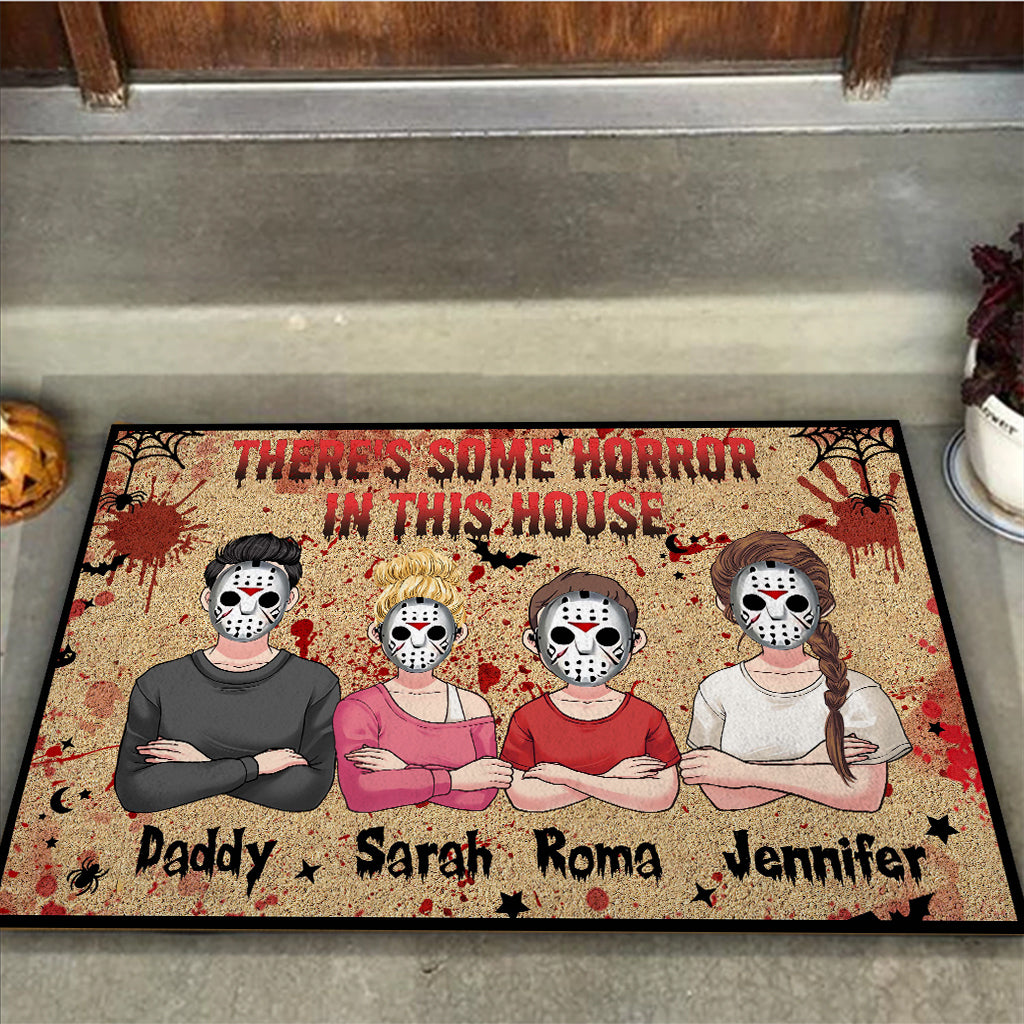 Personalized Halloween Horror Family Doormat Custom Name Gift
