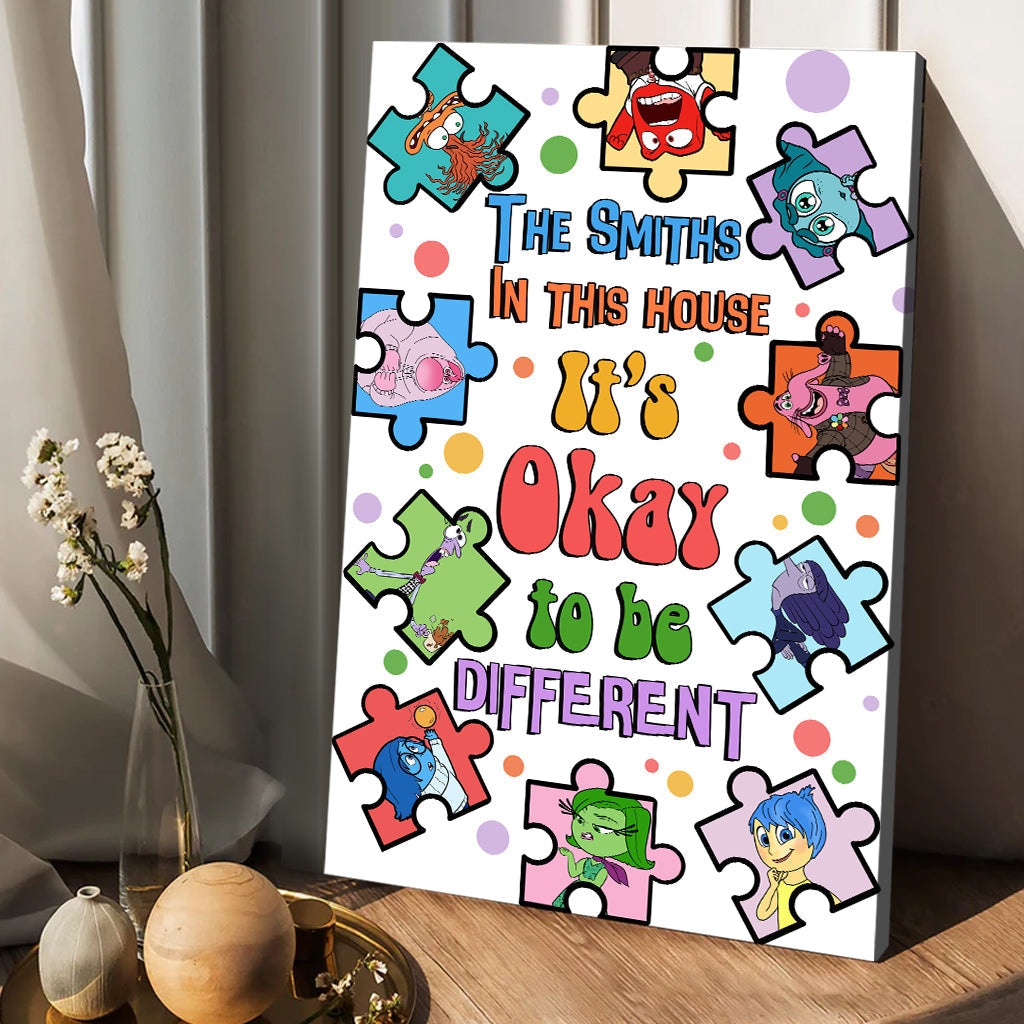 Personalized Puzzle Theme Canvas Print It's Okay to Be Different