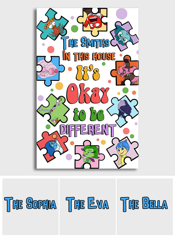 Personalized Puzzle Theme Canvas Print It's Okay to Be Different