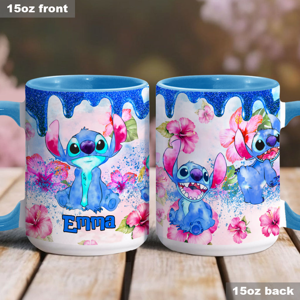 Personalized Ohana Accent Mug Colorful Floral Design Gift