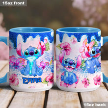 Load image into Gallery viewer, Personalized Ohana Accent Mug Colorful Floral Design Gift
