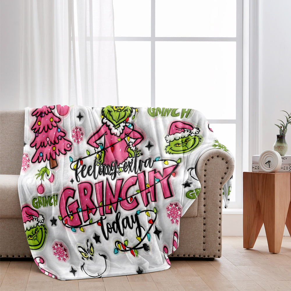 Personalized Grinchy Blanket Custom Name Christmas Gift