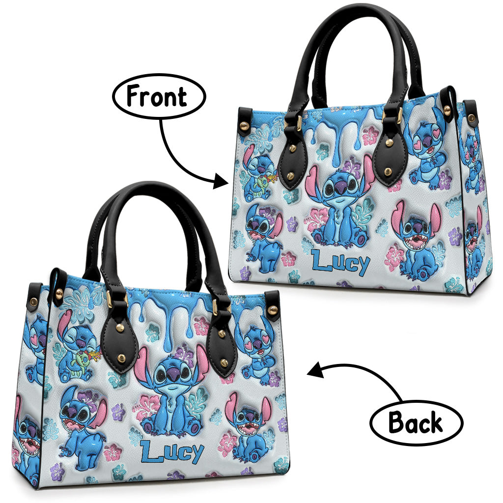 Personalized Ohana Leather Handbag Gift for Her - Floral Design
