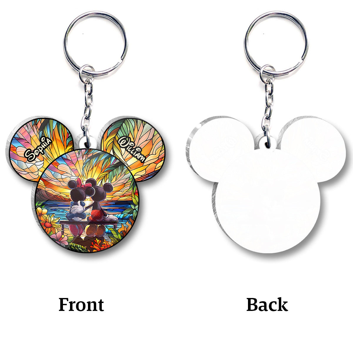 Personalized Acrylic Mouse Keychain Custom Names Gift for Couples
