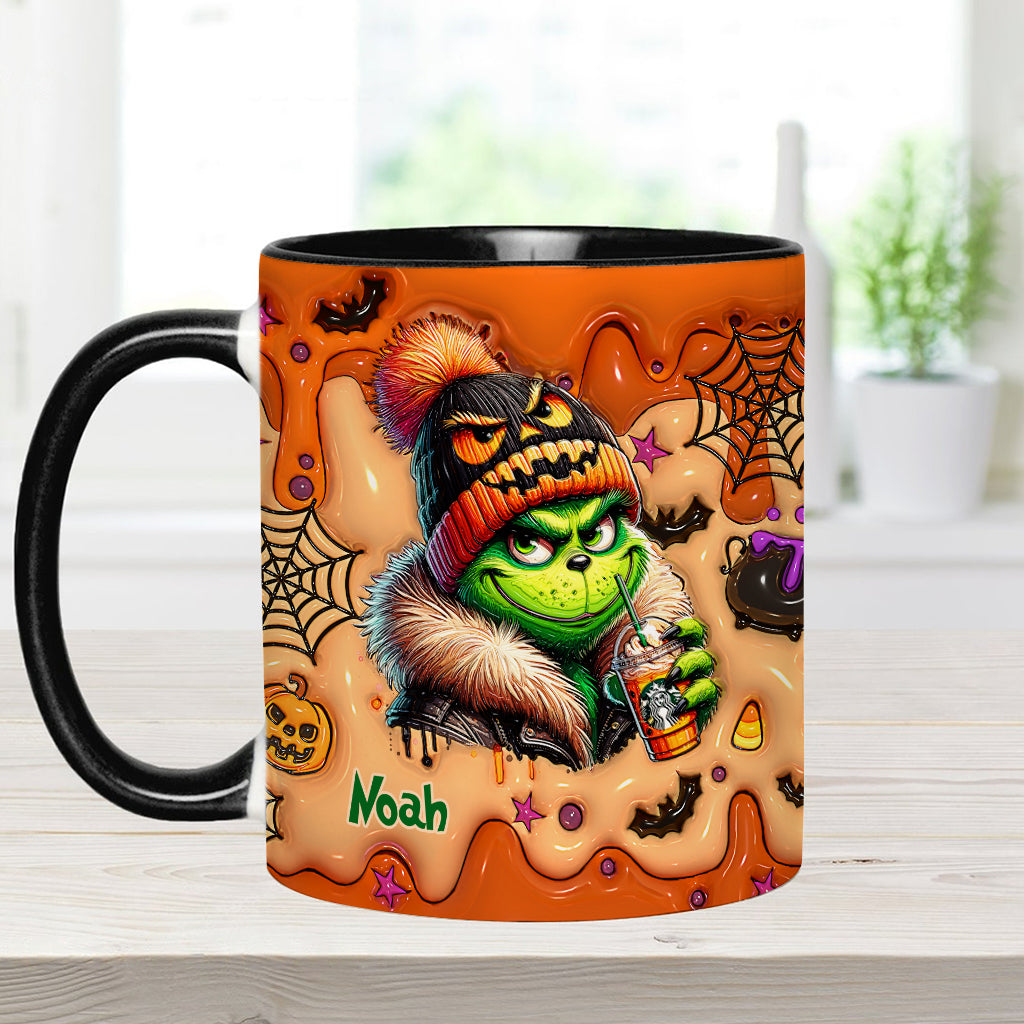 Personalized Halloween Grinch Accent Mug Custom Name Gift