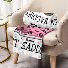 Load image into Gallery viewer, Personalized Halloween Blanket Even Baddies Get Saddies Gift
