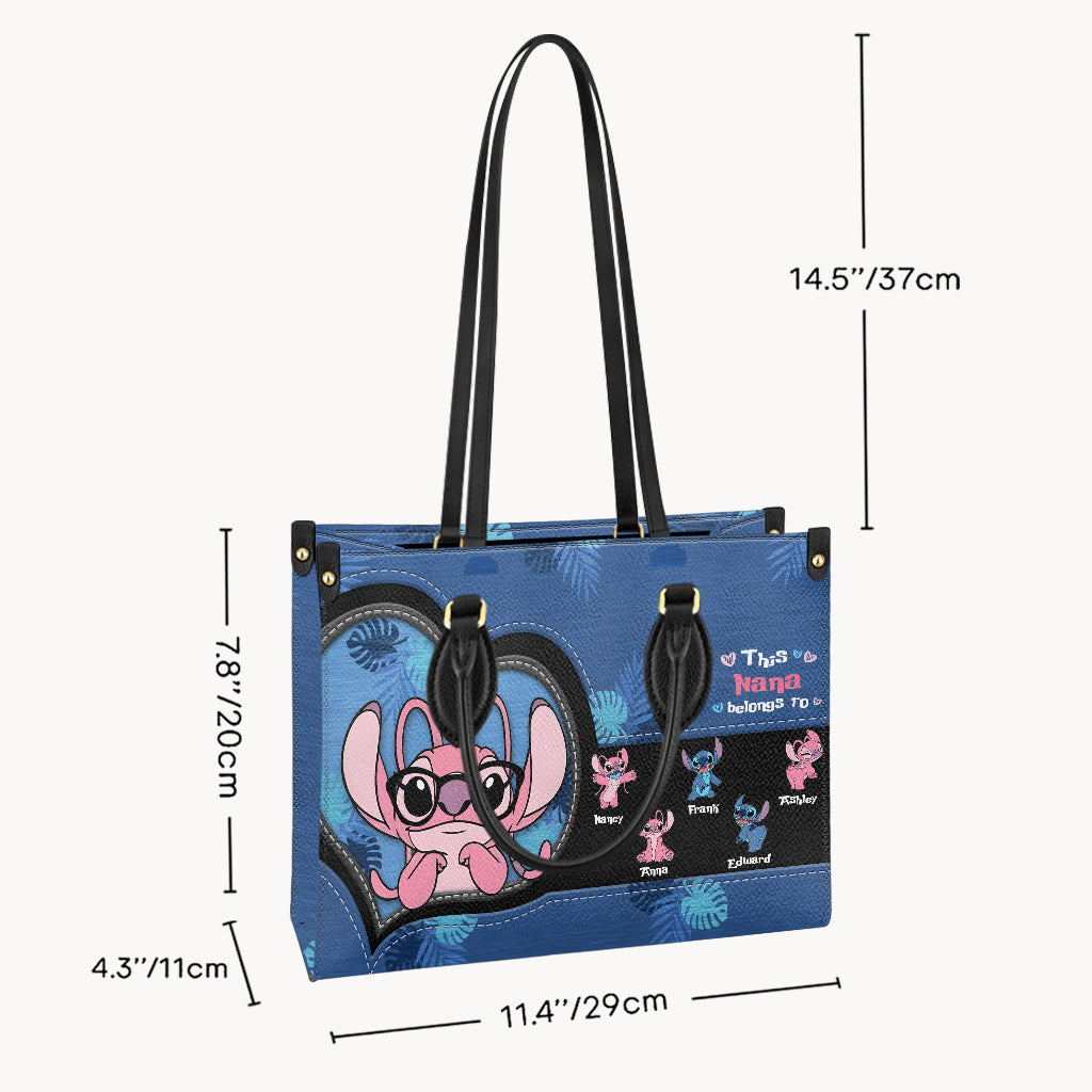 Personalized Leather Handbag Custom Family Title Gift for Grandma