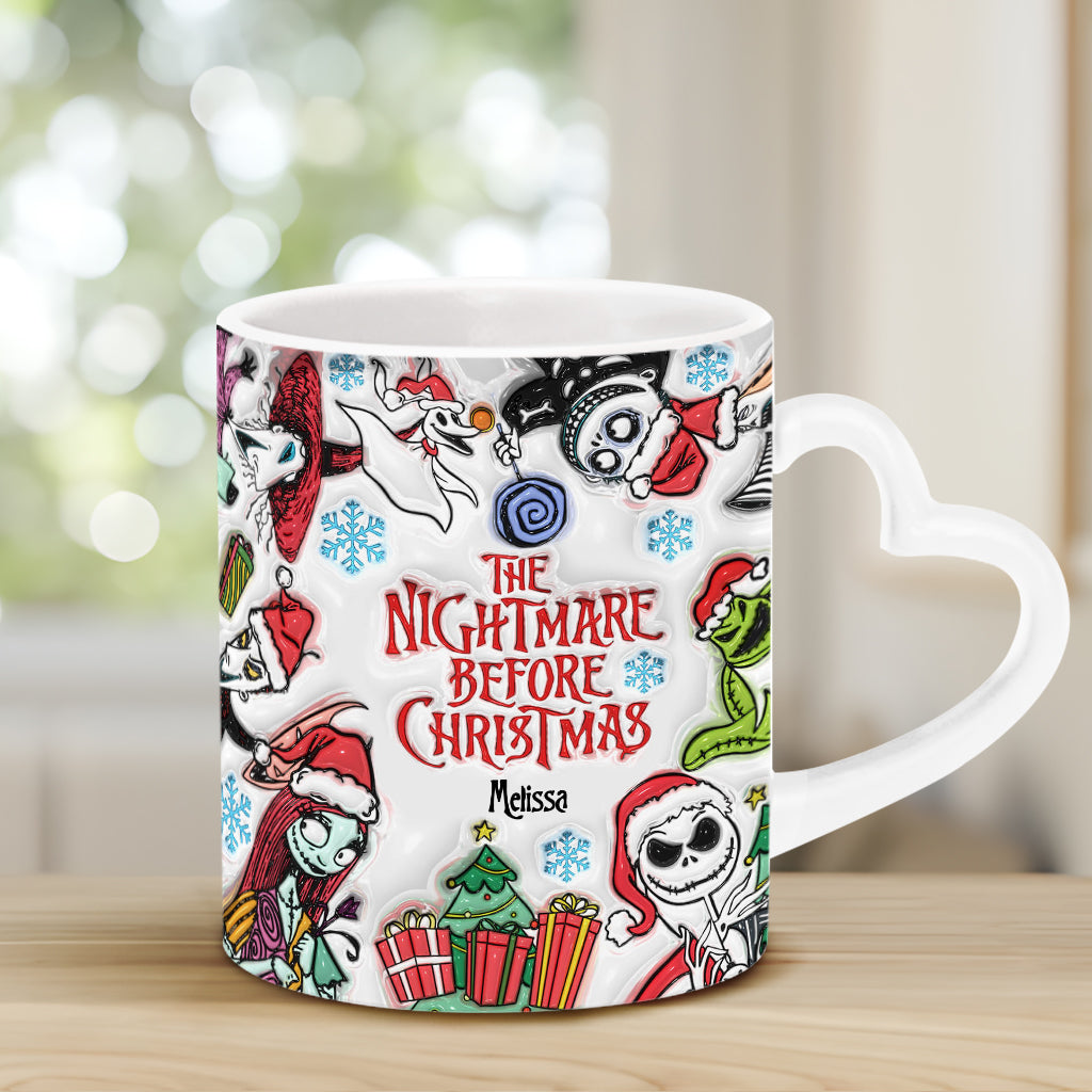 Personalized Nightmare Before Christmas Mug with Heart Handle